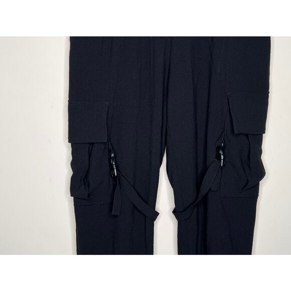NWOT FOREVER 21 MEN Black Crepe Linen Cargo Jogger Sweatpants SIZE SMALL - Picture 7 of 10